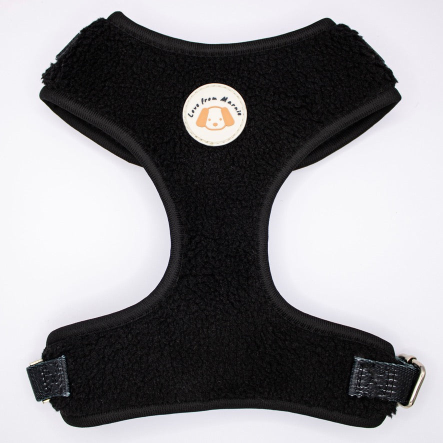 Adjustable Fleece Harness in Jet Black